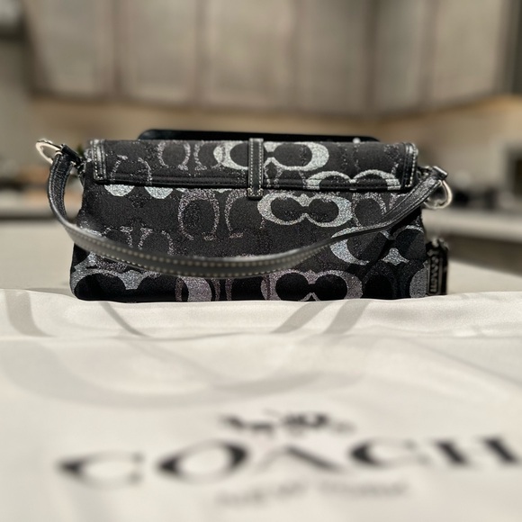 COACH BAG. Black, Grey and Silver Sparkle Evening Bag. - Picture 5 of 7
